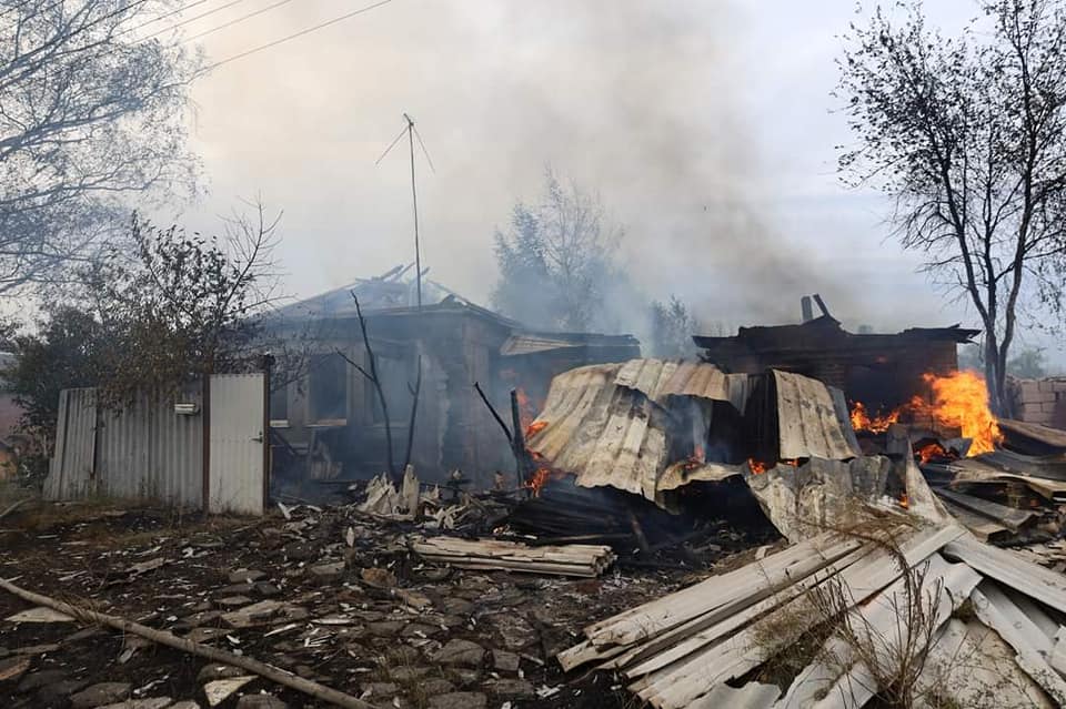 гасіння пожежі в Безруках Харківської області 2-3.09.22