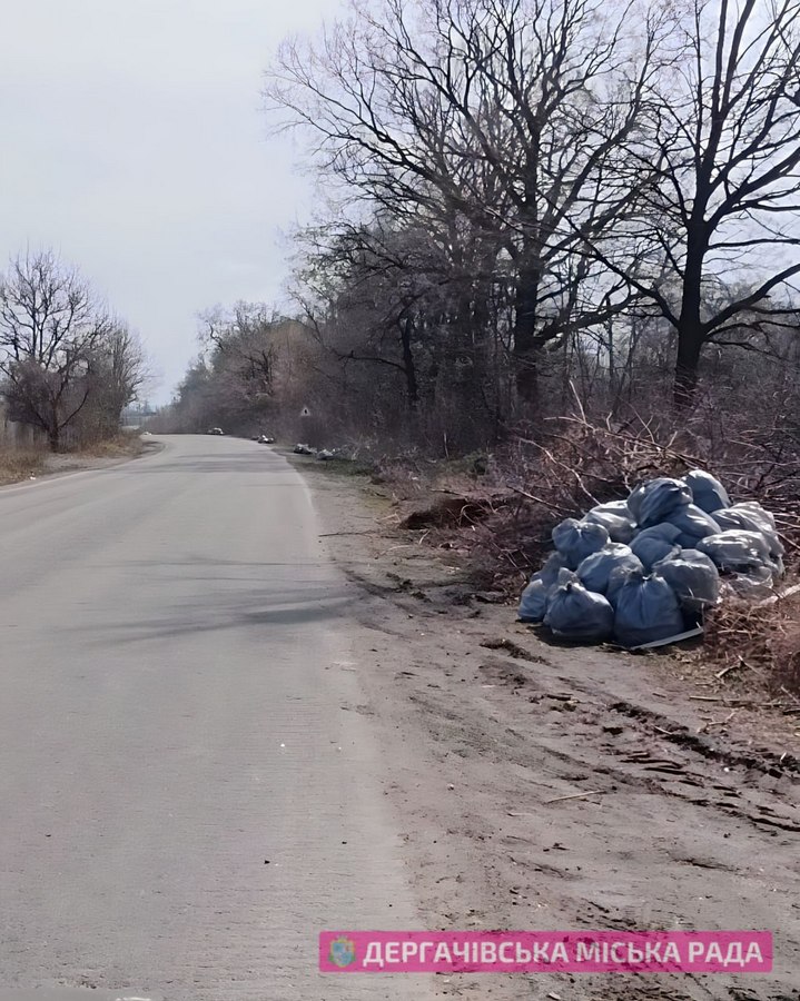 Дорога Дергачі-Козача Лопань, прибирання сміття 