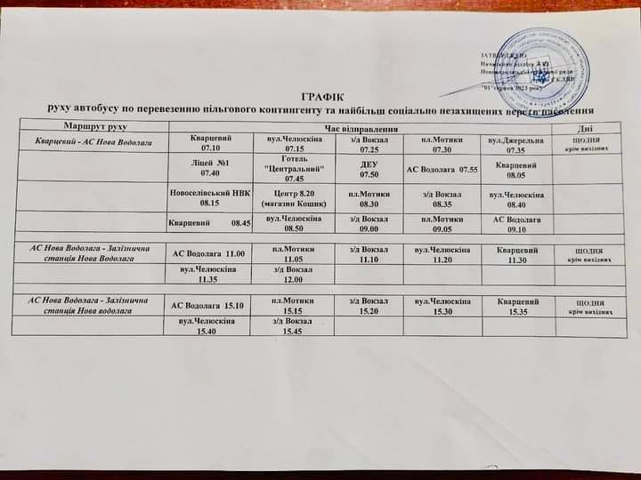 розклад автобусів