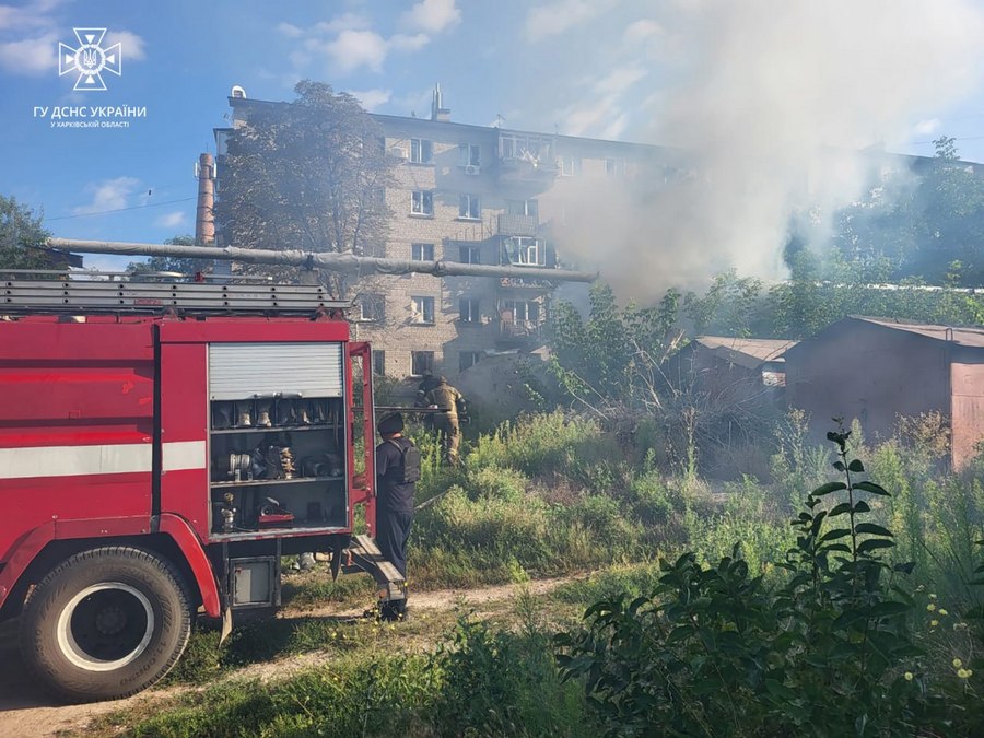 Куп’янськ. Пожежа внаслідок обстрілів 10 серпня 