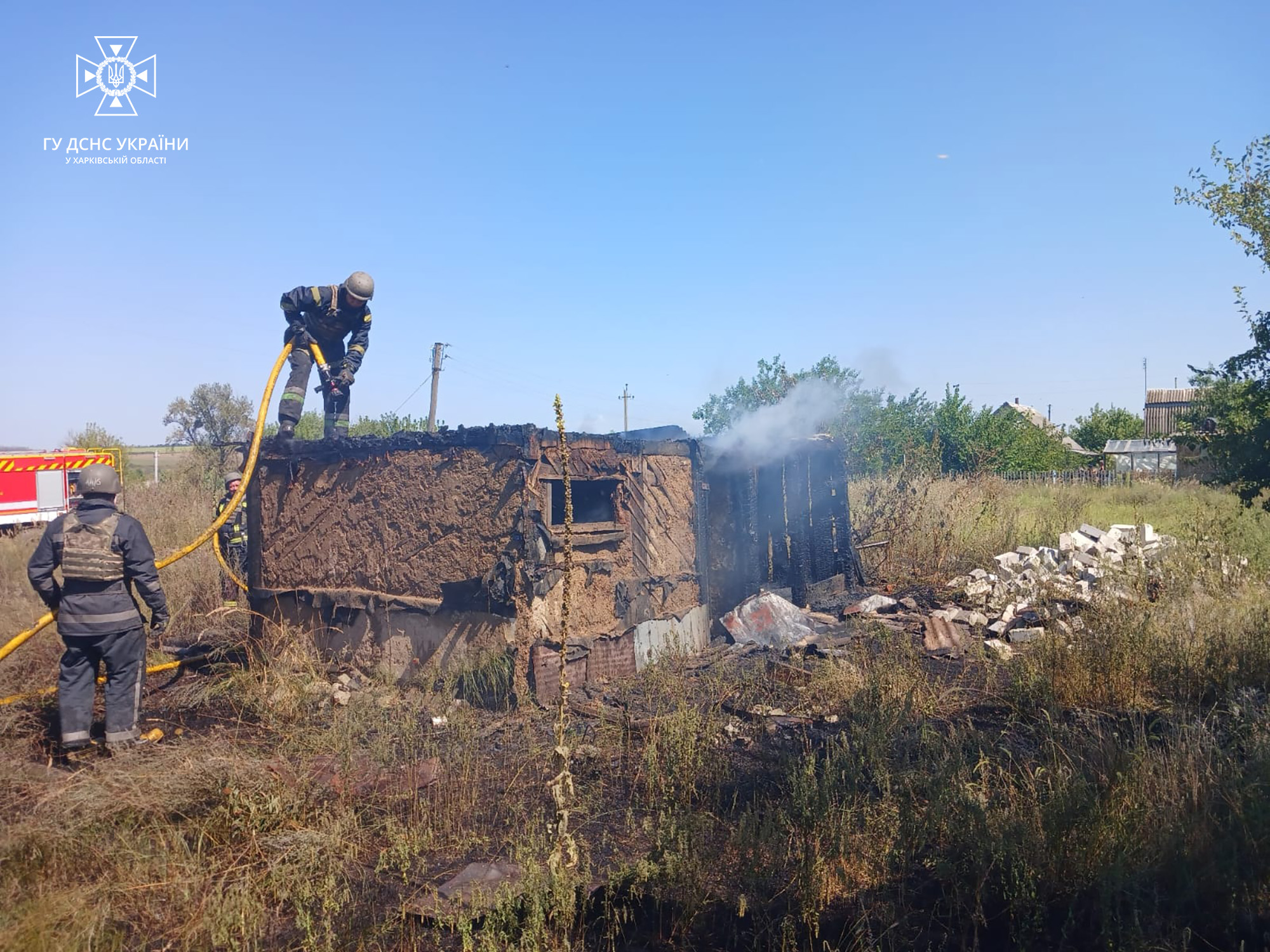 Пожежа унаслідок обстрілу, Харківська область, Куп'янський район