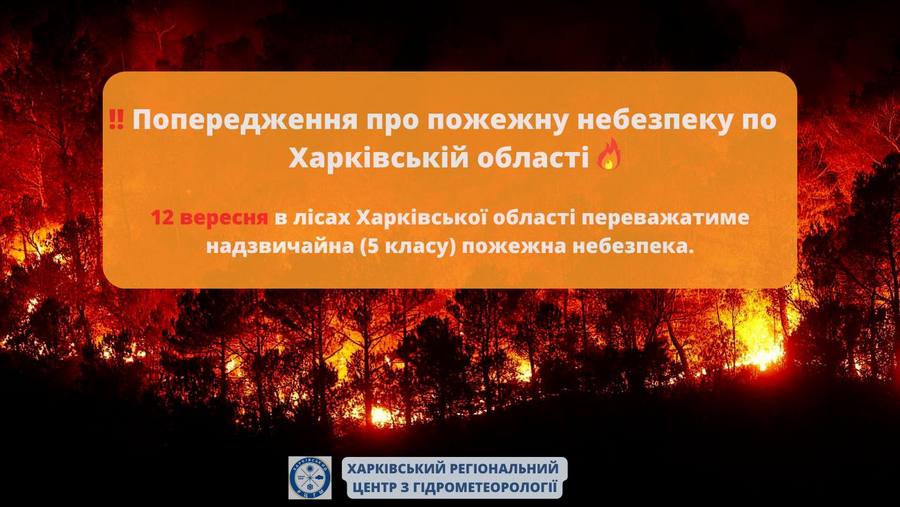 Харківська область, попередження про пожежну небезпеку 12 вересня 