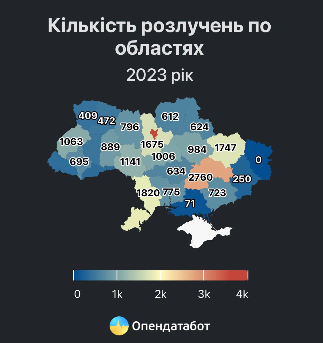 Розлучення у різних областяї України