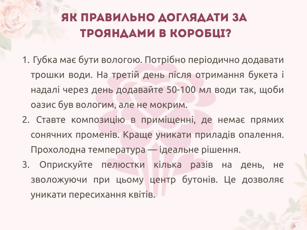 Догляд за трояндами в коробці