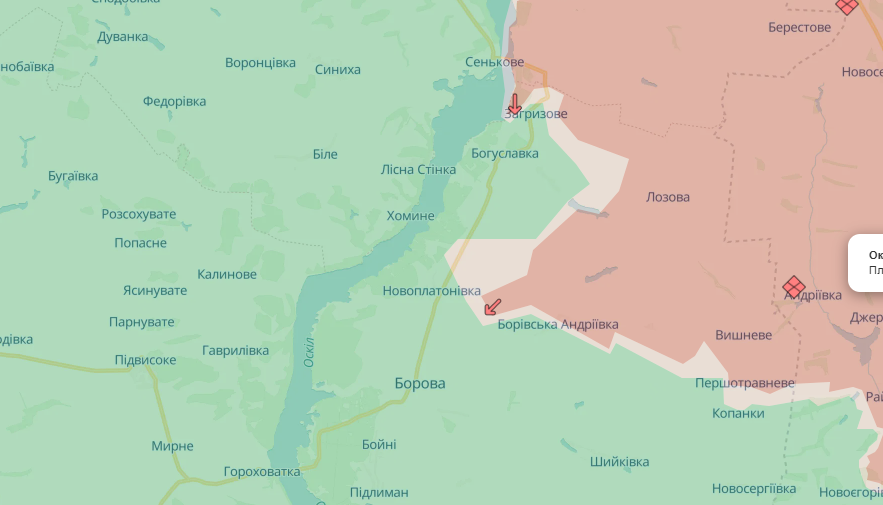 Мапа бойових дій на Куп'янщині